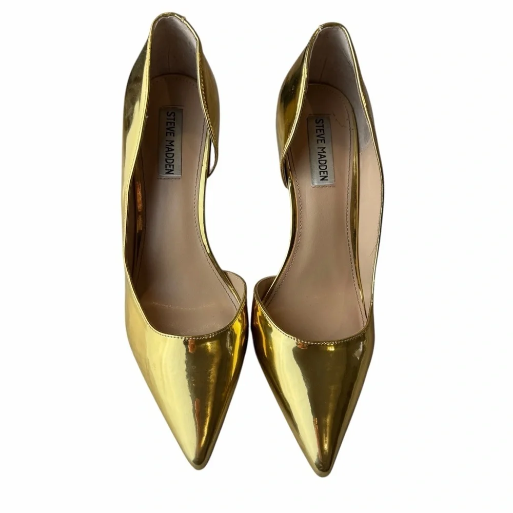 Steve Madden Damzil Gold Metallic D’Orsay Pumps Heels Size 10